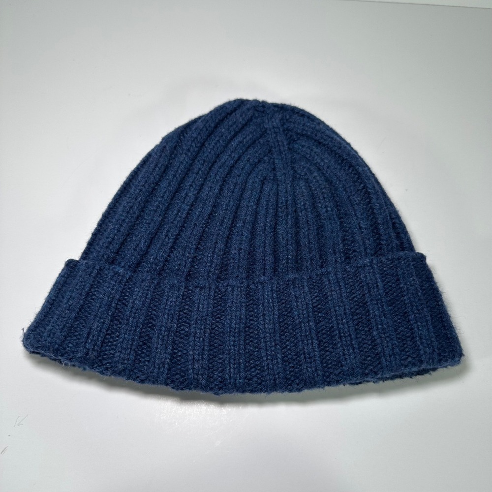 UGG Navy Blue Ribbed Knit Beanie Wool Blend Cuffed Winter Hat One Size OS
